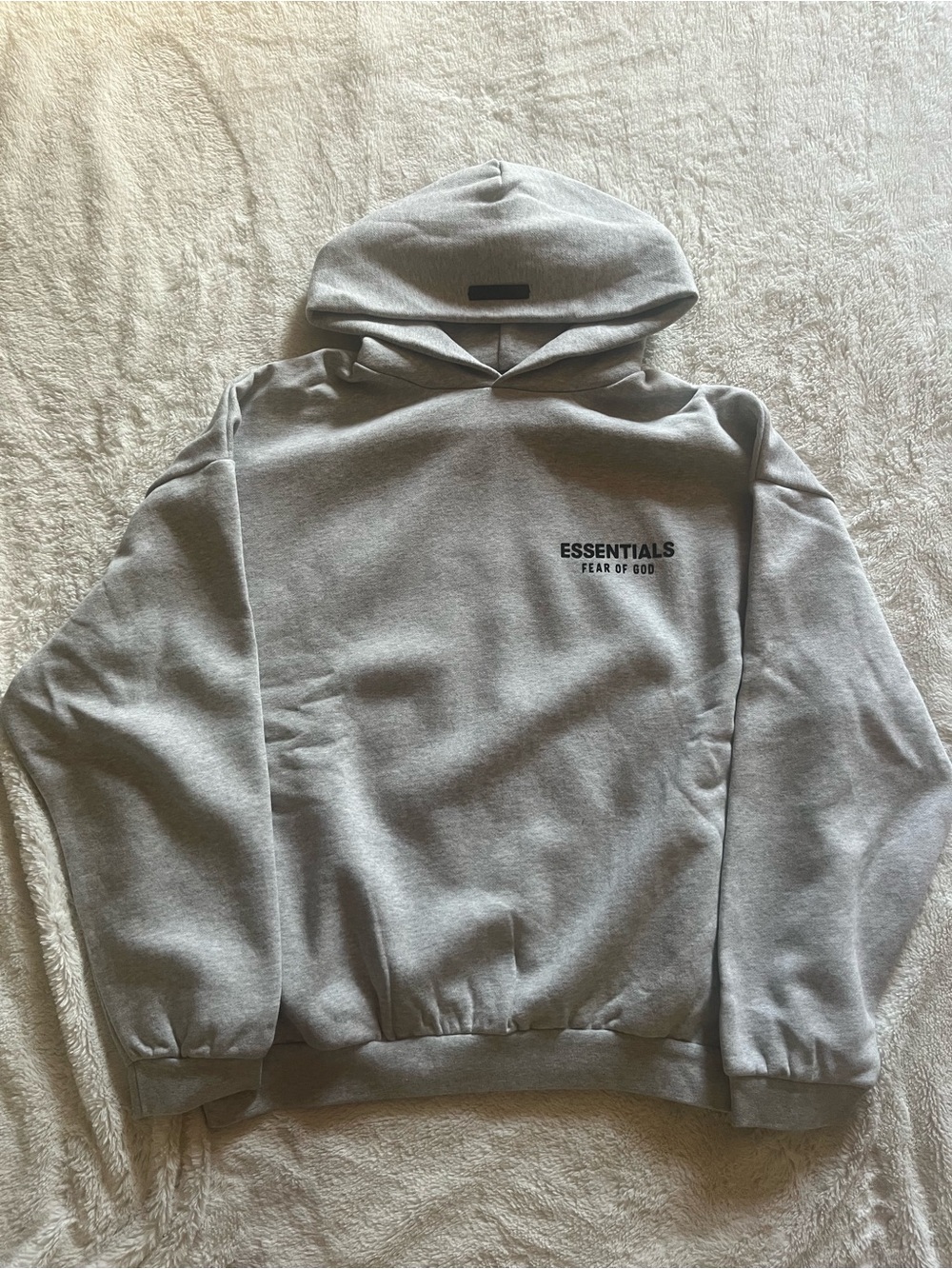 Fear of God Essentials Light Grey Hoodie with Chest Logo